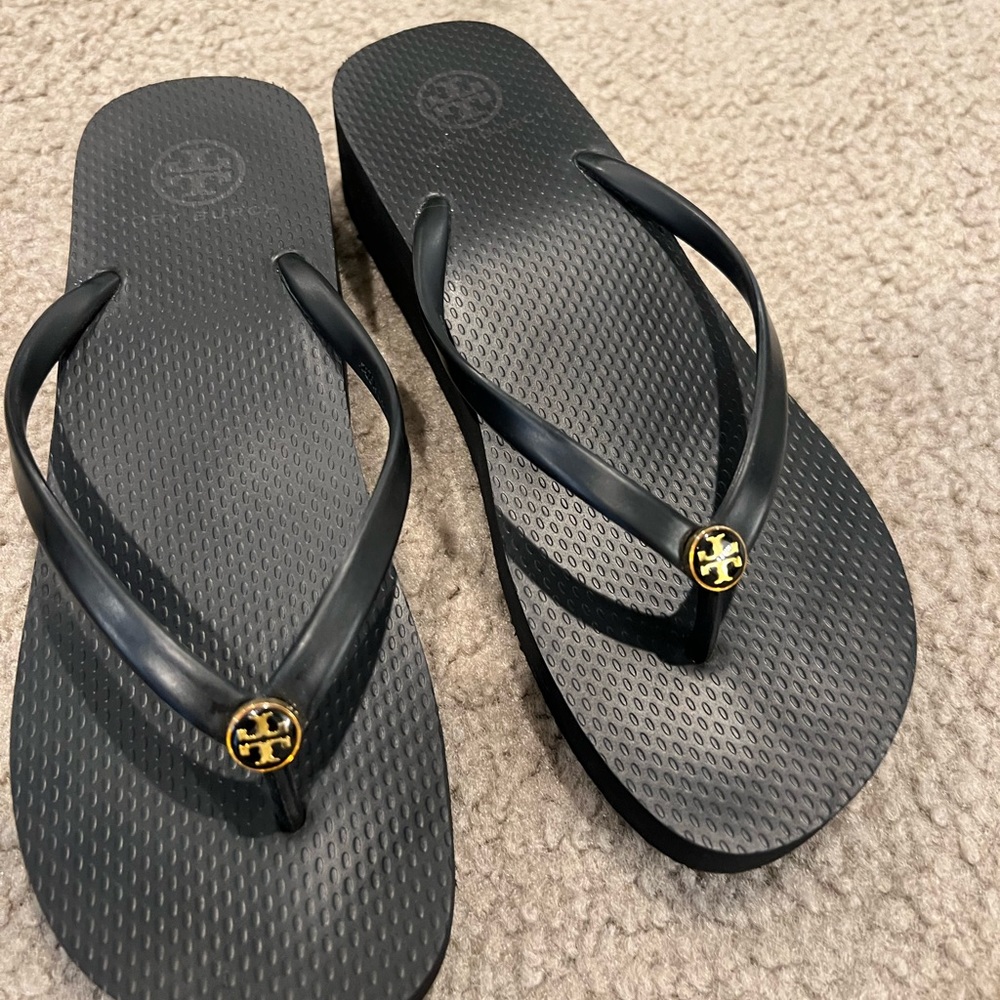 Tory Burch black wedge sandals